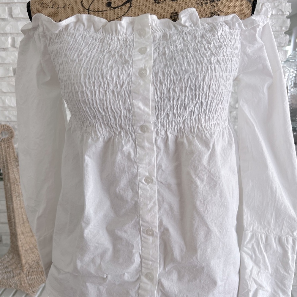 Walter Baker Off Shoulder White Blouse Sz M - Picture 2 of 10